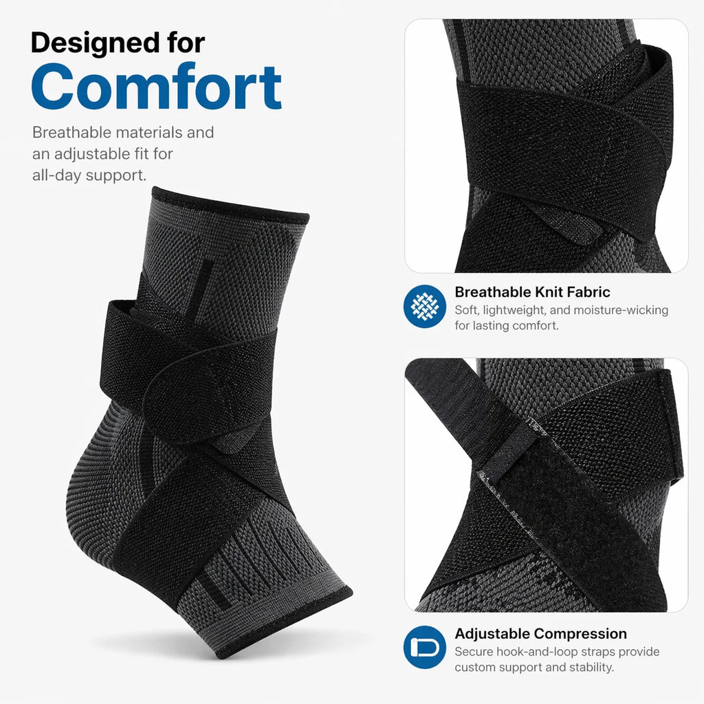 Ankle Support Brace with Adjustable Wrap – Breathable Compression Sleeve