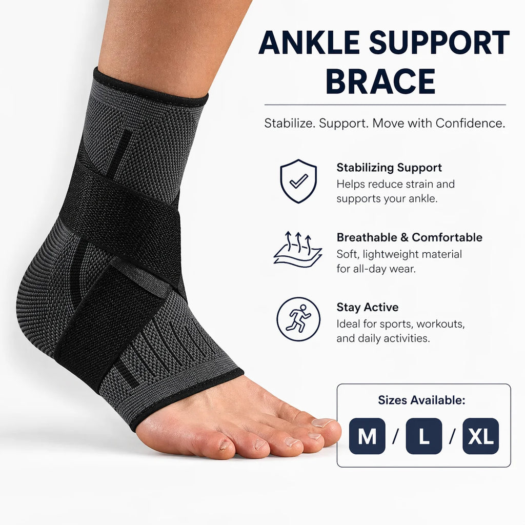 Ankle Support Brace with Adjustable Wrap – Breathable Compression Sleeve