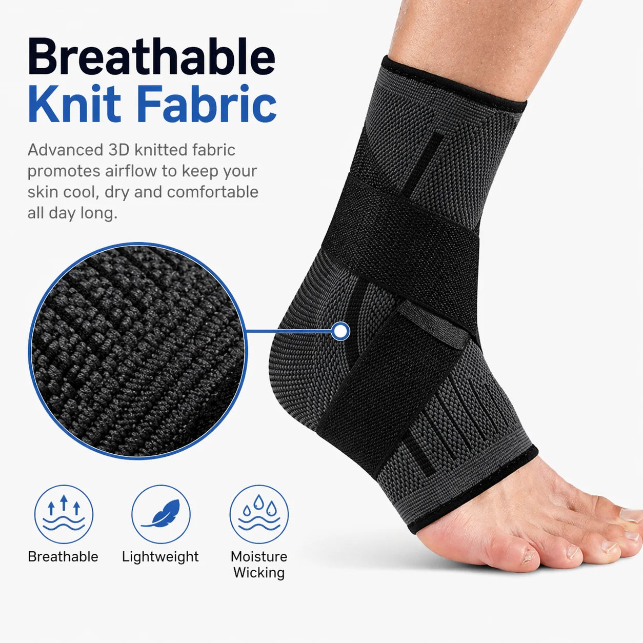 Ankle Support Brace with Adjustable Wrap – Breathable Compression Sleeve
