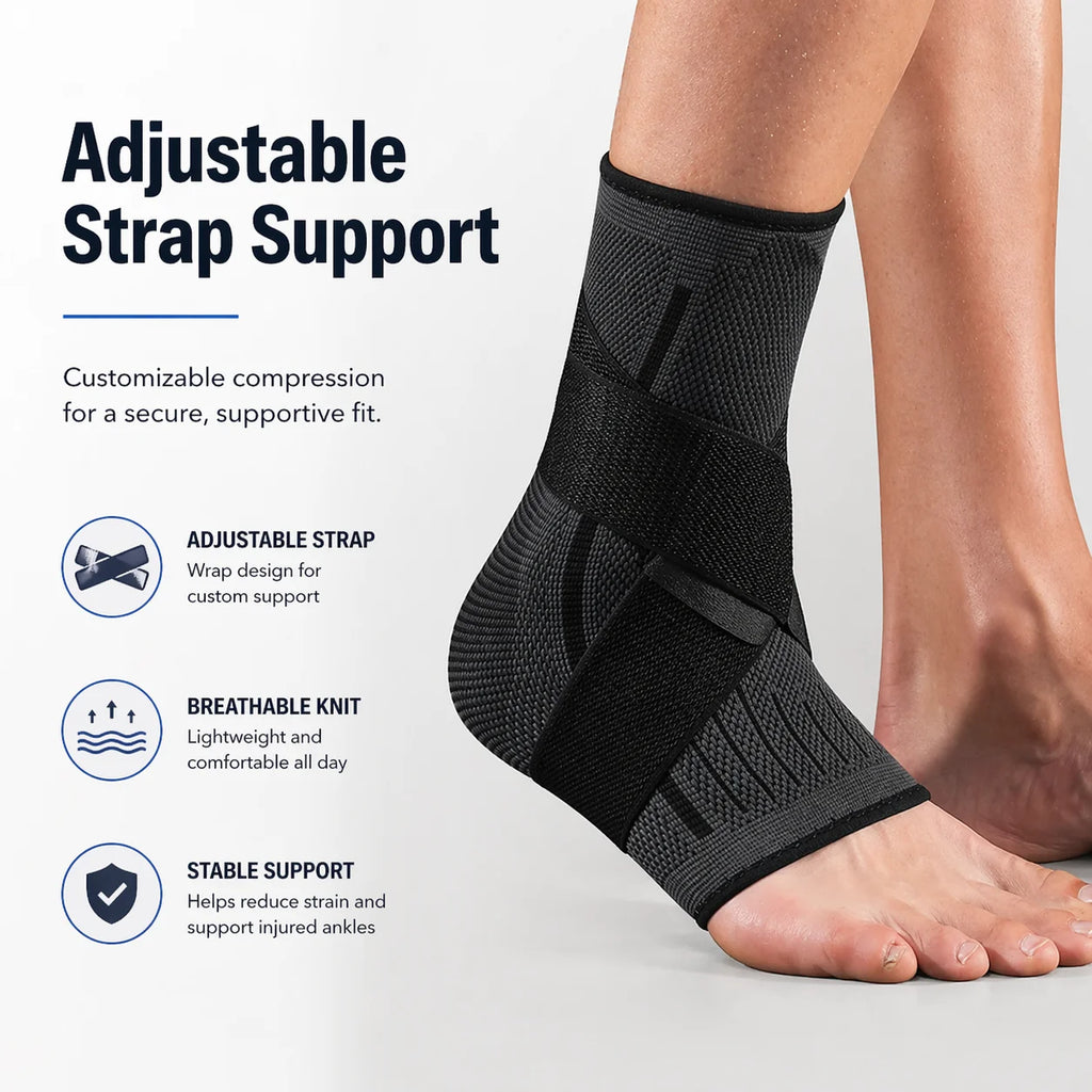 Ankle Support Brace with Adjustable Wrap – Breathable Compression Sleeve