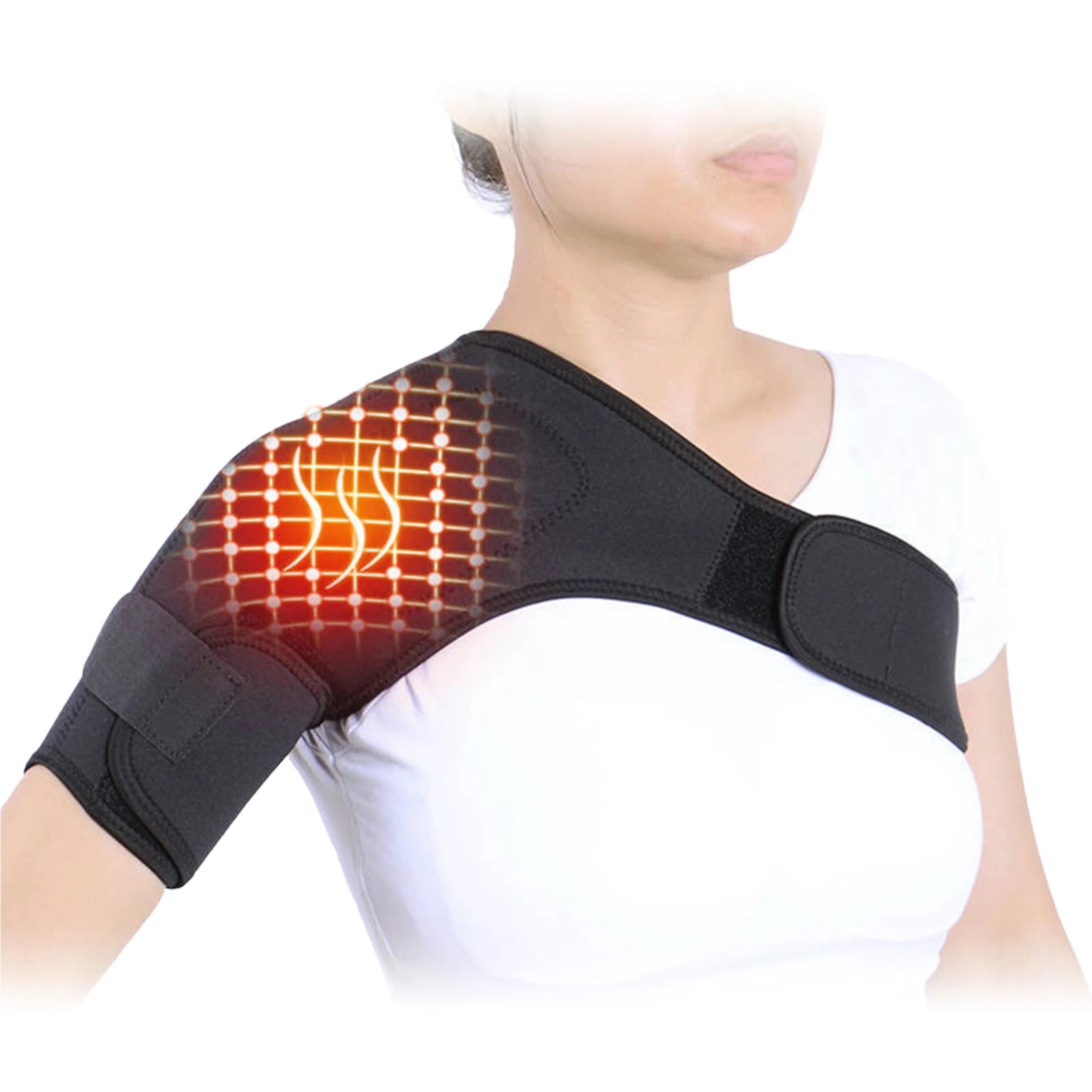 Self-heating Adjustable Single Shoulder Wrap Brace Shoulder Pain Relief Massager Brace For Rotator Cuff Cervical Shoulder Pad