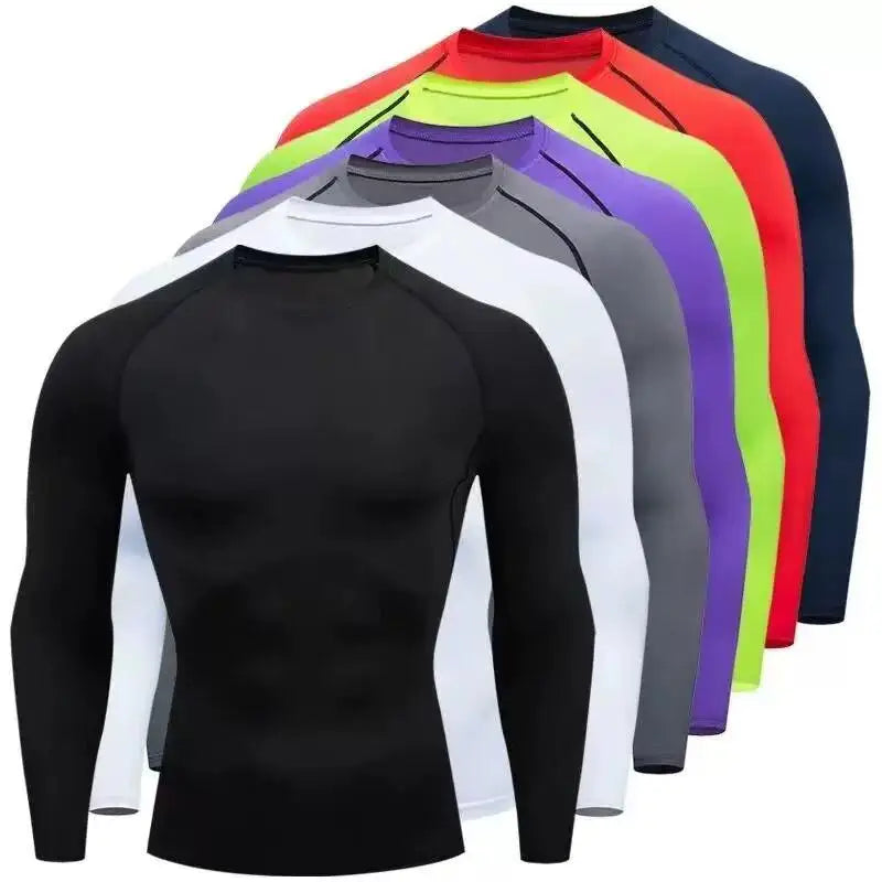 Men's Compression Long Sleeve Running Top – Quick Dry Gym Shirt