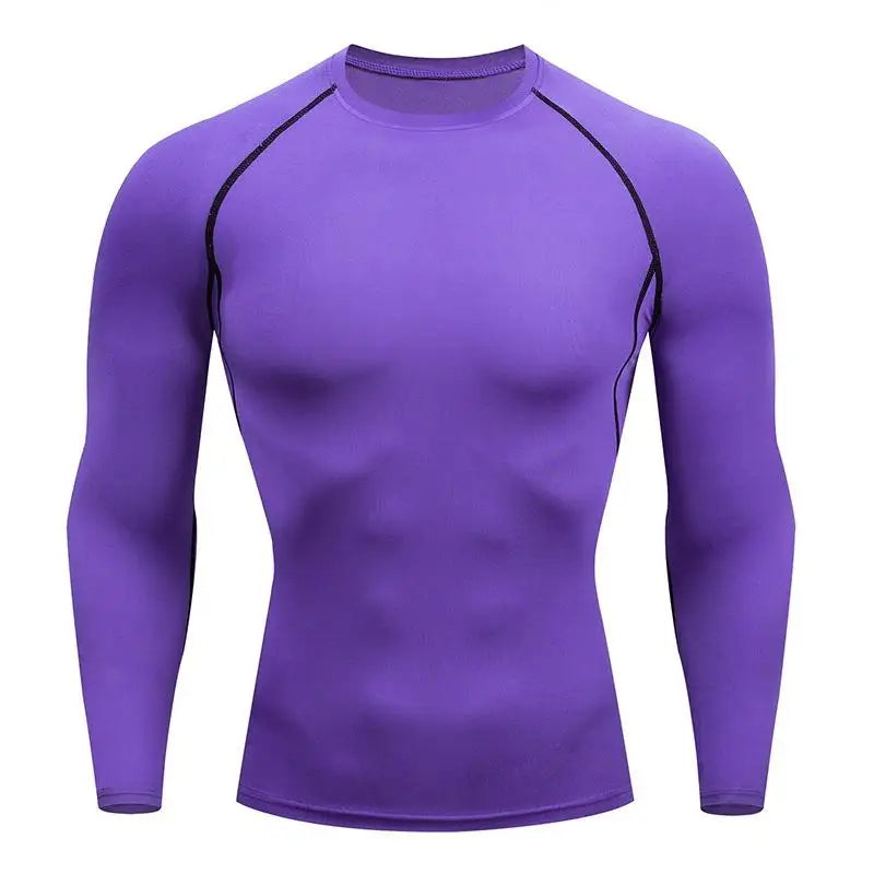 Men's Compression Long Sleeve Running Top – Quick Dry Gym Shirt