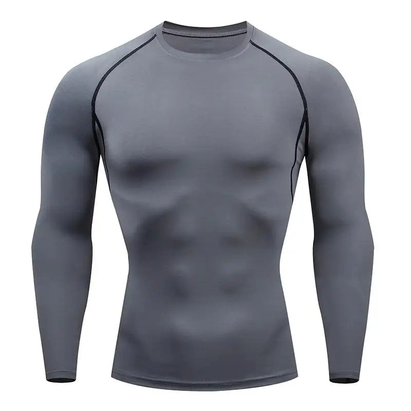Men's Compression Long Sleeve Running Top – Quick Dry Gym Shirt