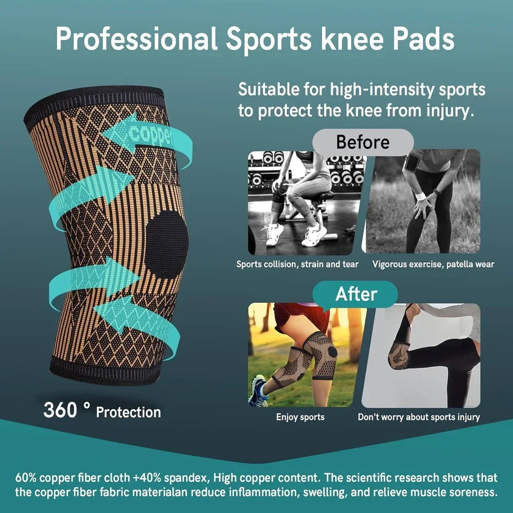 Copper Knee Brace – Compression Sleeve for Pain Relief & Sports