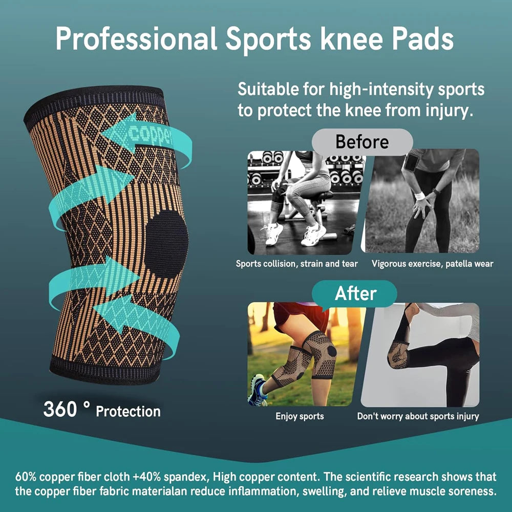 Copper Knee Brace – Compression Sleeve for Pain Relief & Sports