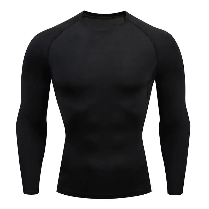 Men's Compression Long Sleeve Running Top – Quick Dry Gym Shirt